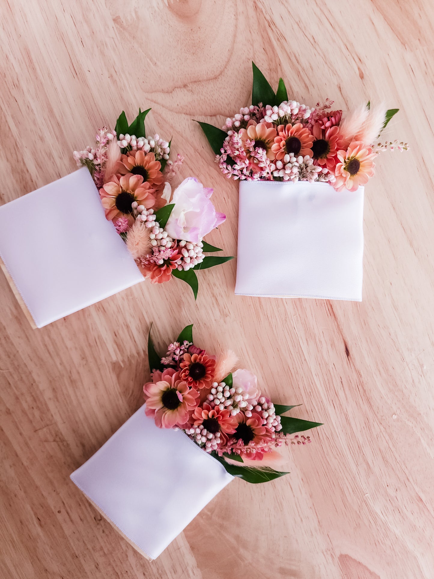 Pocket Boutonniere in soft pinks