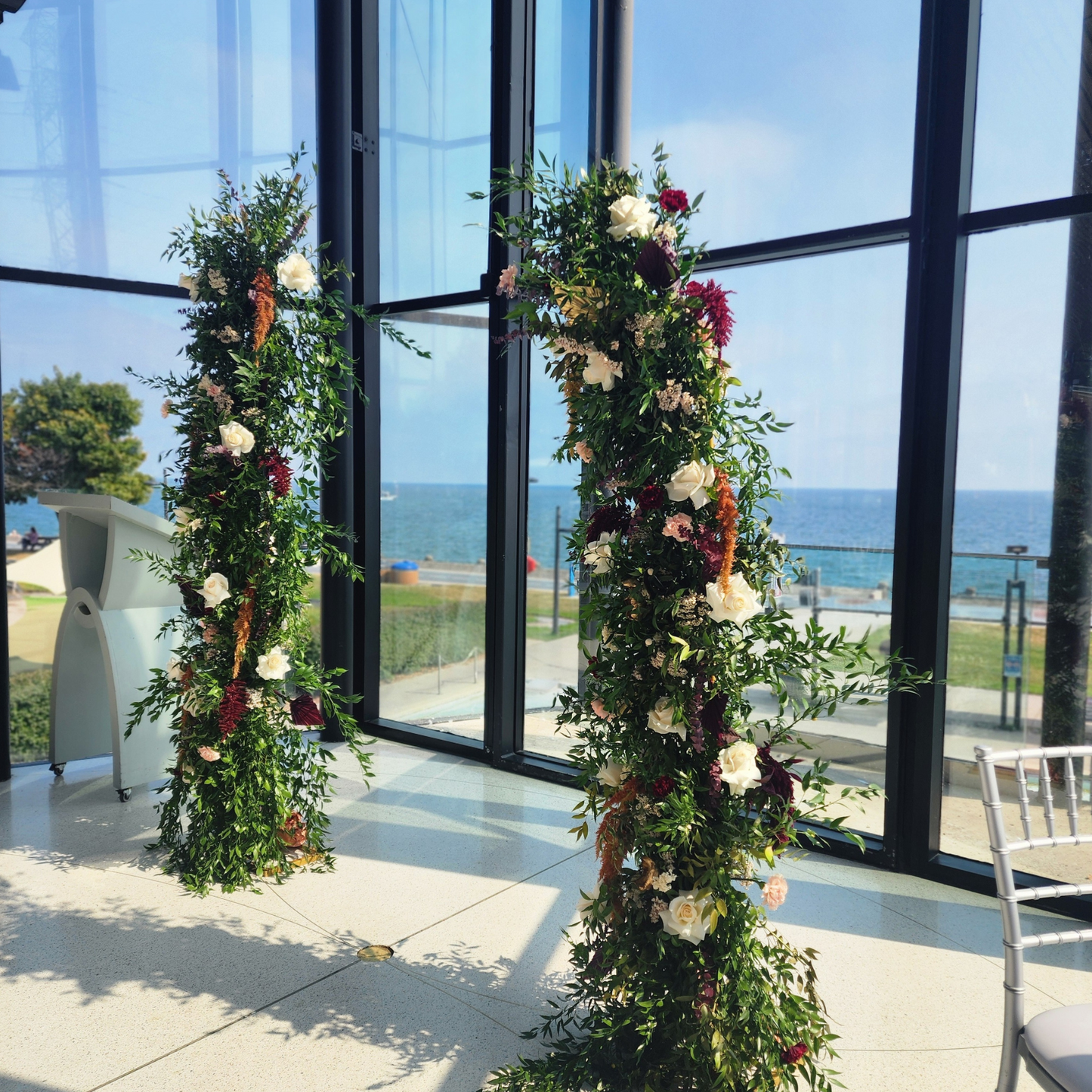 Asymmetrical Wedding Arch - Fresh Greens