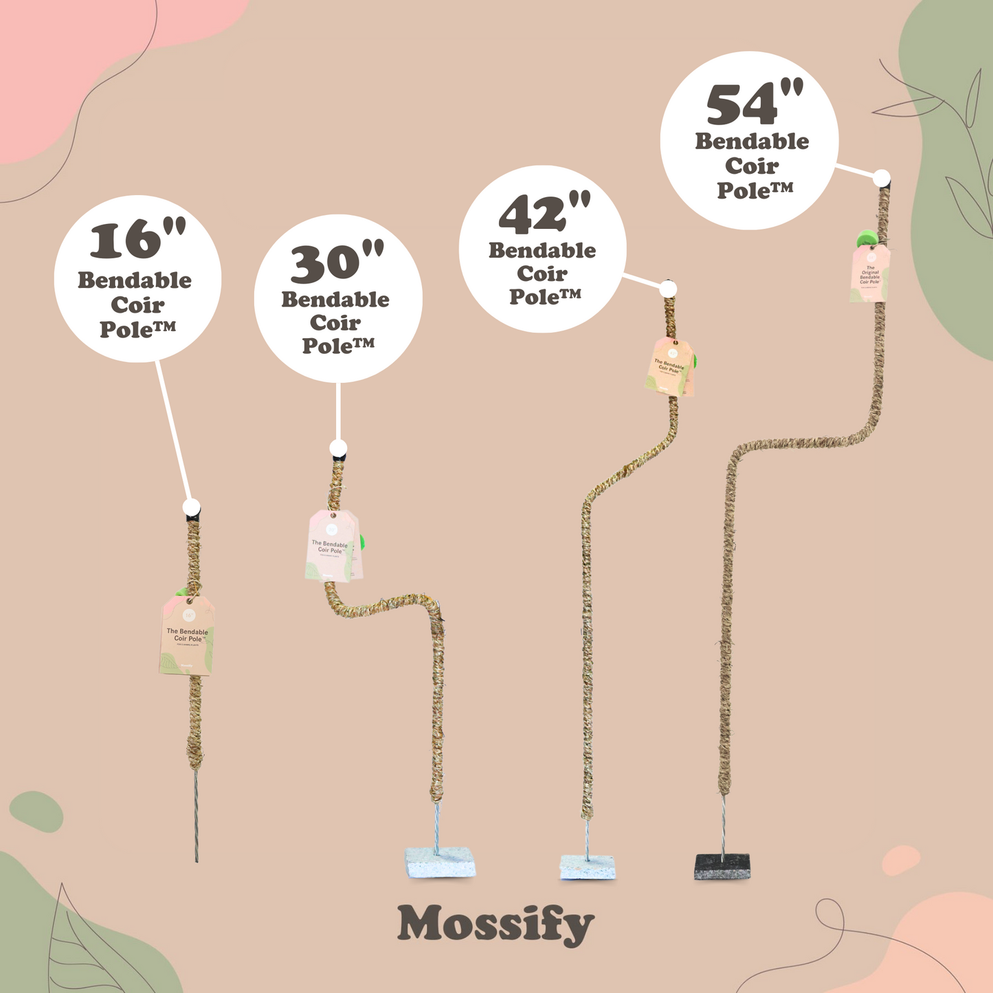 The Original Bendable Coir Pole⢠- Best Seller (Tape Included)