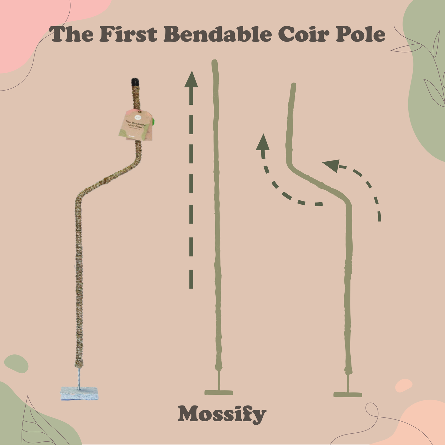 The Original Bendable Coir Pole⢠- Best Seller (Tape Included)