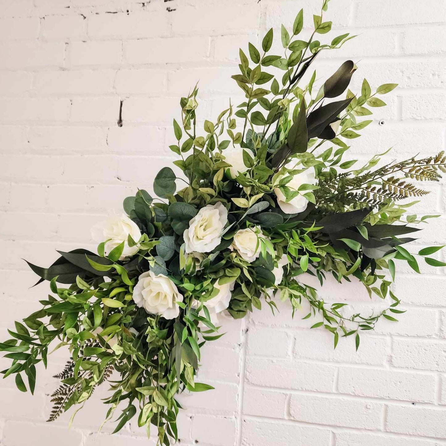 Faux Floral Arch Installation - Whites & Greens