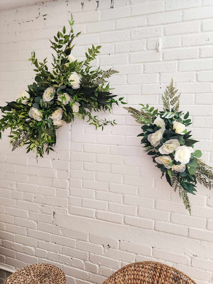 Faux Floral Arch Installation - Whites & Greens