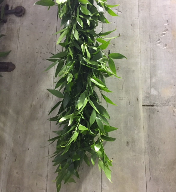 Fresh Garland Table Runner  - Eucalyptus, Baby' Breath, Ruscus