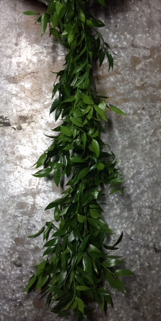 Fresh Garland Table Runner  - Eucalyptus, Baby' Breath, Ruscus