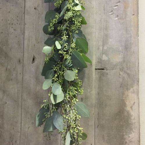 Fresh Garland Table Runner  - Eucalyptus, Baby' Breath, Ruscus