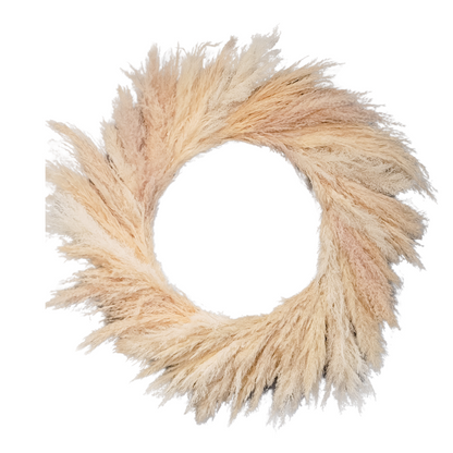 Beige & White Pampas Wreath 21"