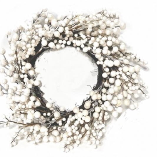White Berry Wreath Waterproof 20 inches